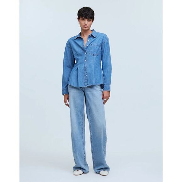 Madewell Chambray Top  Denim Darted Button Up Shirt Winnset Wash Blue NWT Small - Picture 5 of 12